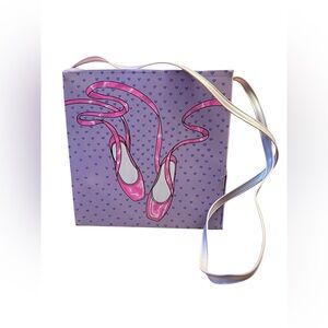 Vintage Ballet Vinyl Shoe Pointe Tote Case Ballerina Dance Recital Purple Pink